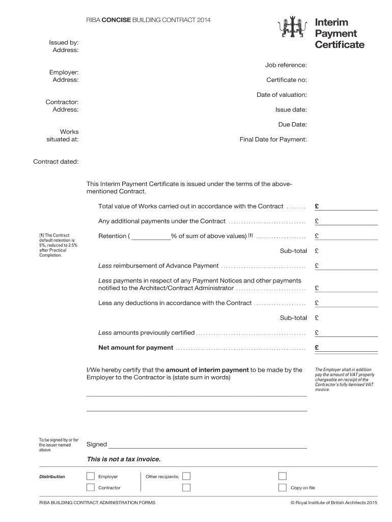 Interim Certificate – Fill Online, Printable, Fillable In Certificate Of Payment Template