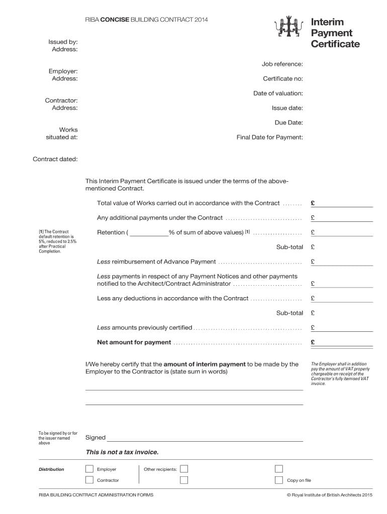 Interim Certificate - Fill Online, Printable, Fillable With Regard To Construction Payment Certificate Template