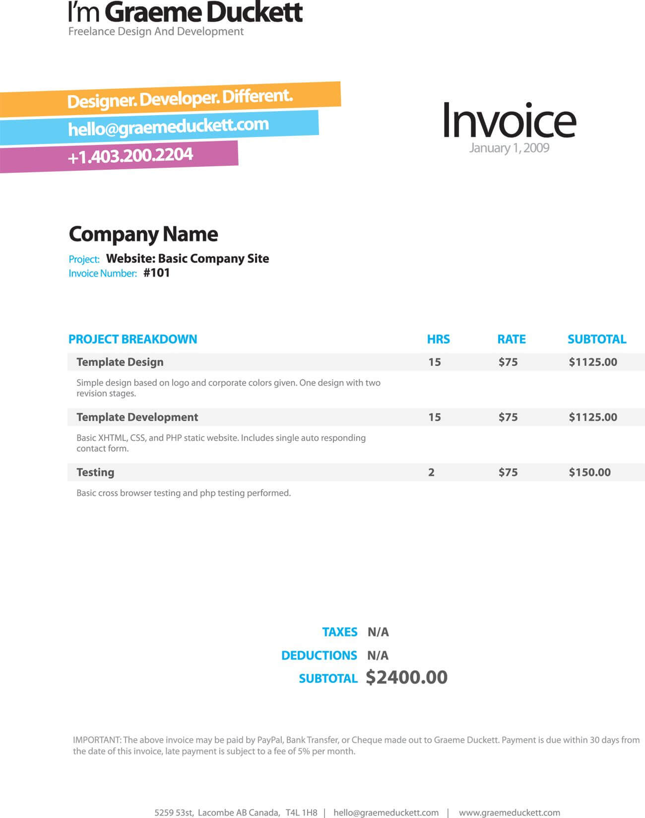 Invoice Like A Pro: Design Examples And Best Practices With Web Design Invoice Template Word