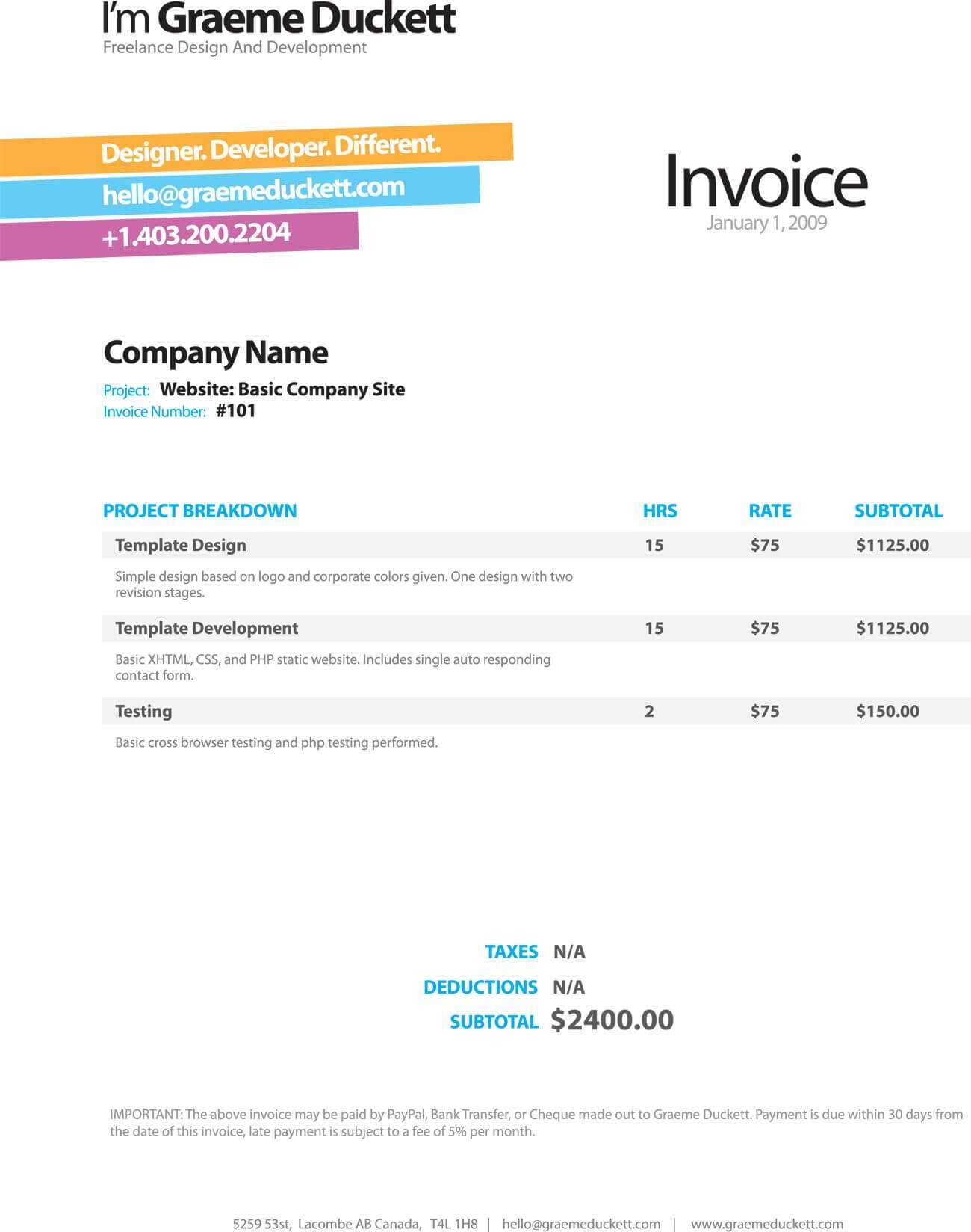 Invoice Like A Pro: Design Examples And Best Practices With Web Design Invoice Template Word