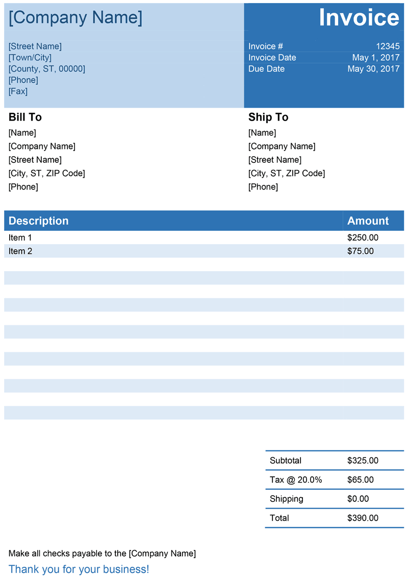Invoice Template For Word - Free Simple Invoice Pertaining To Free Downloadable Invoice Template For Word