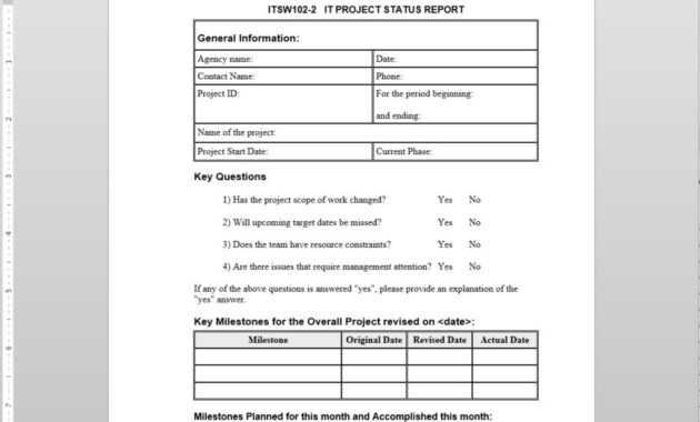 It Project Status Report Template | Itsw102-2 regarding Software Development Status Report Template