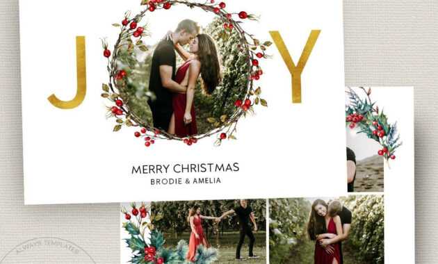 Joy Photo Christmas Card Template, Joy Christmas Card in Christmas Photo Card Templates Photoshop