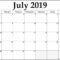 July 2019 Calendar | Free Printable Monthly Calendars With Regard To Month At A Glance Blank Calendar Template