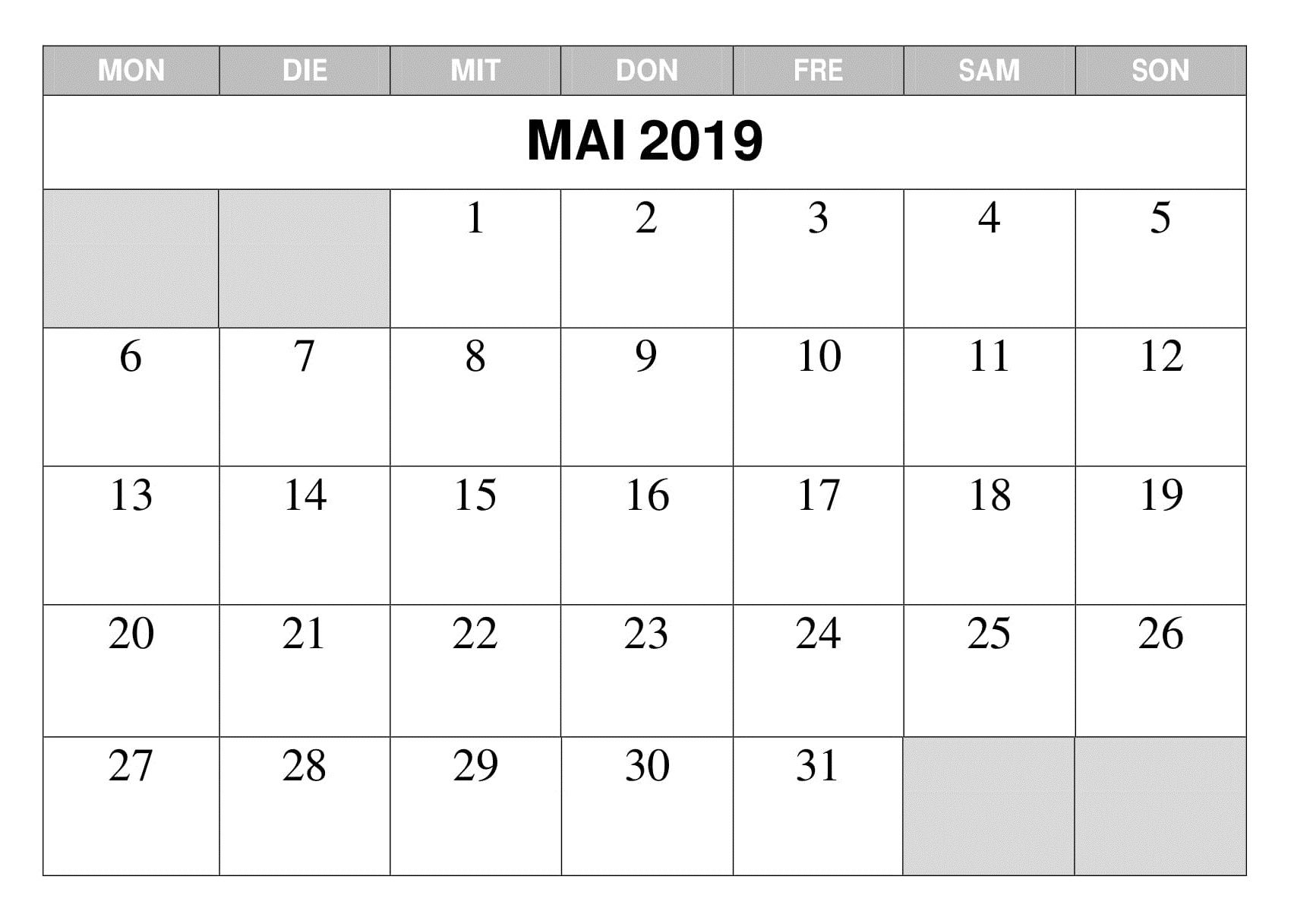 Kalender Word 2019 Mai | 2019 Calendar, Planner Template For Personal Word Wall Template