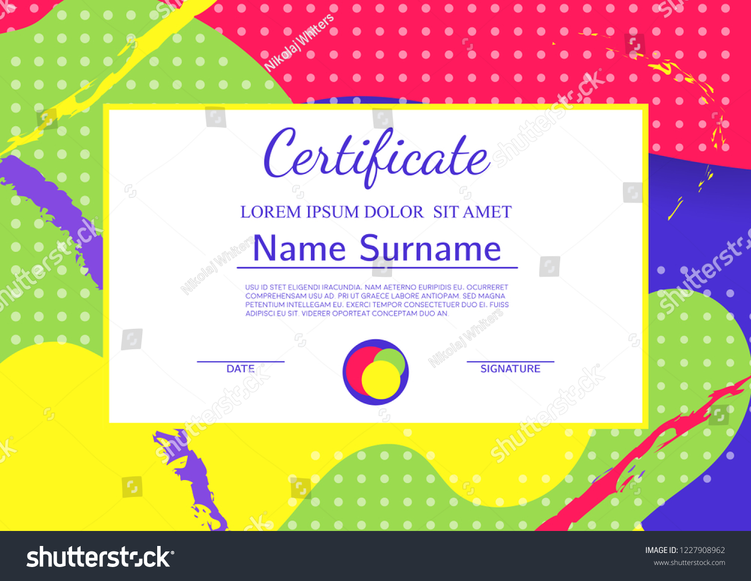 Kids Diploma Certificate Template Abstract Shapes Stock Intended For Fun Certificate Templates