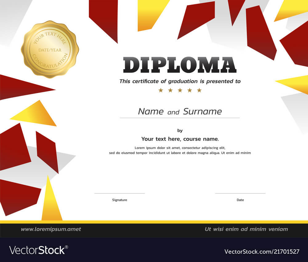 Kids Diploma Or Certificate Template With Gold Intended For Softball Certificate Templates Free