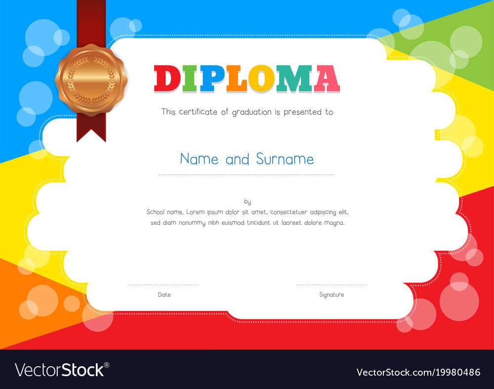 Kids Diploma Or Certificate Template With With Preschool Graduation Certificate Template Free
