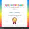 Kids Summer Camp Diploma Or Certificate Template Award Seal Within Fun Certificate Templates