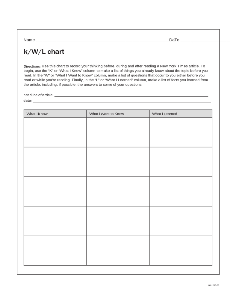 Kwl Chart – 3 Free Templates In Pdf, Word, Excel Download Within Kwl Chart Template Word Document