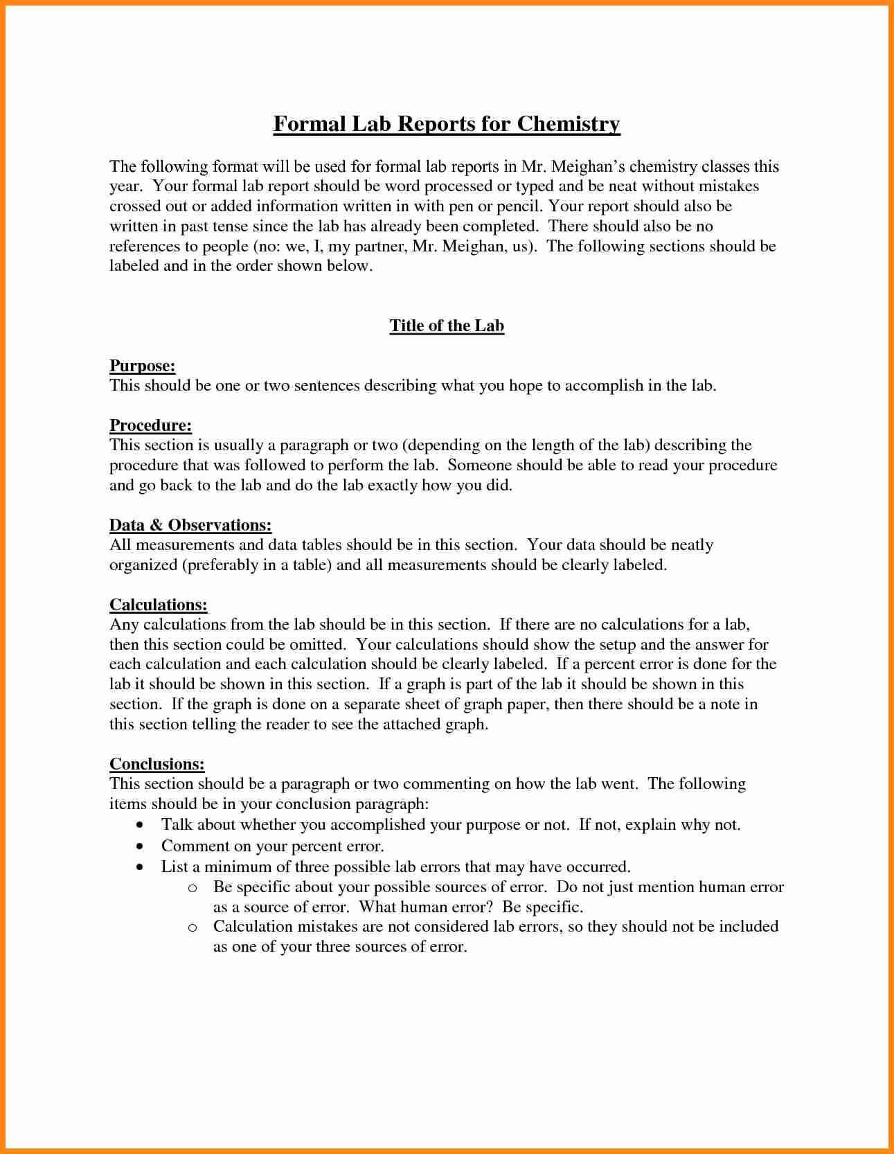 Lab Report Example – Lab Reports Ought To Be Meticulous. In In Chemistry Lab Report Template