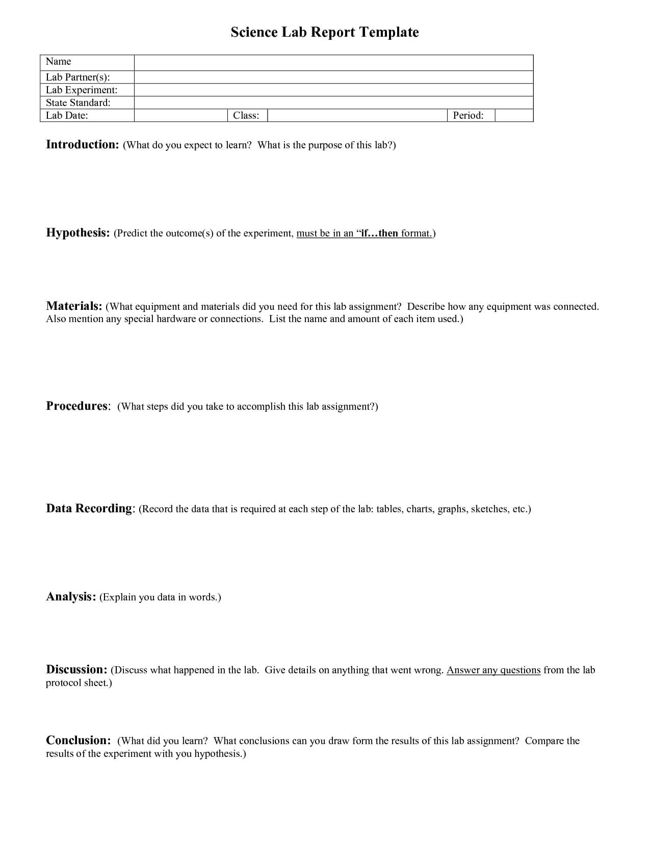 Lab Report Outline | Science Lab Report Template | Lab Within Science Experiment Report Template