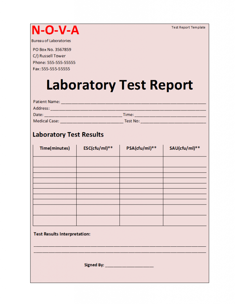 Laboratory Test Report Template Inside Medical Report Template Free Downloads