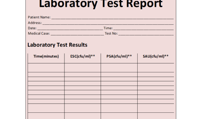 Laboratory Test Report Template inside Test Result Report Template