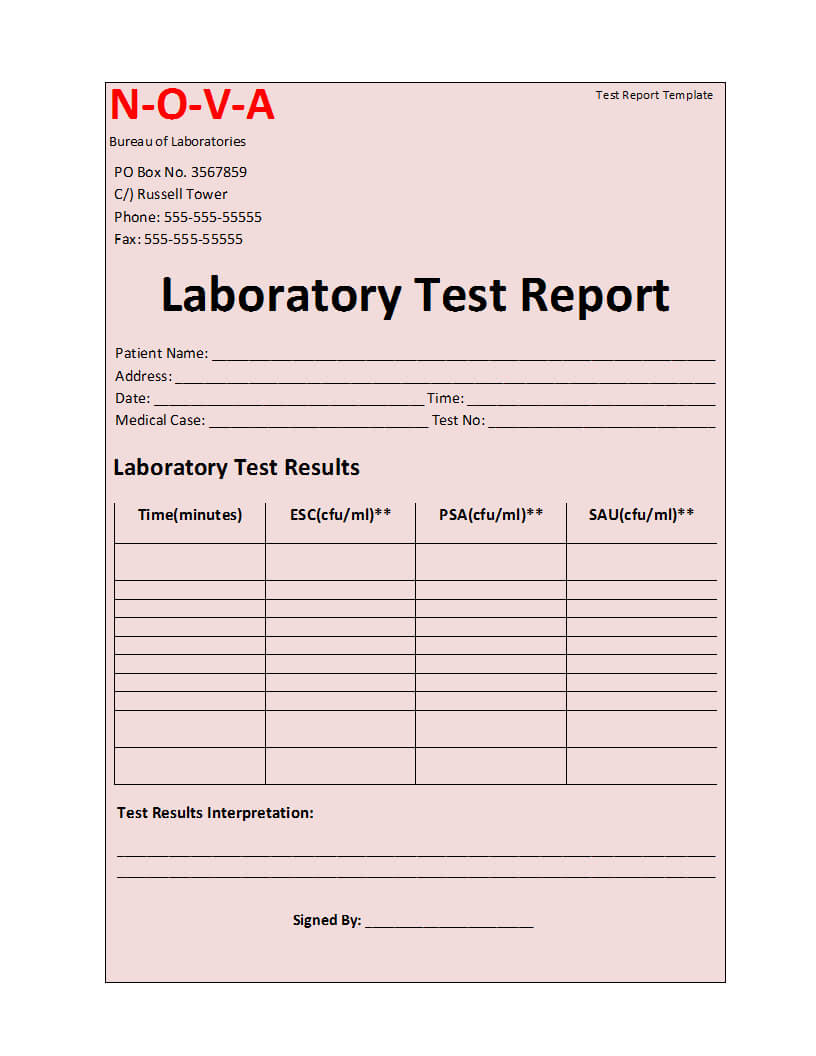 Laboratory Test Report Template Inside Test Result Report Template