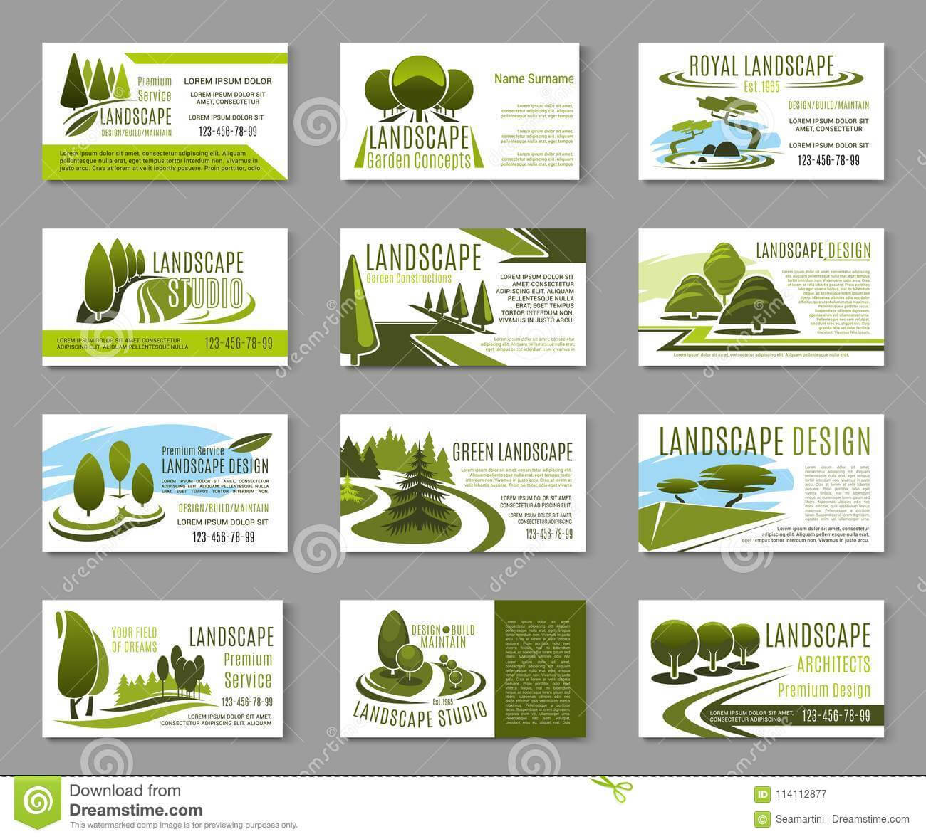 Landscape Design Studio Business Card Template Stock Vector Pertaining To Lawn Care Business Cards Templates Free