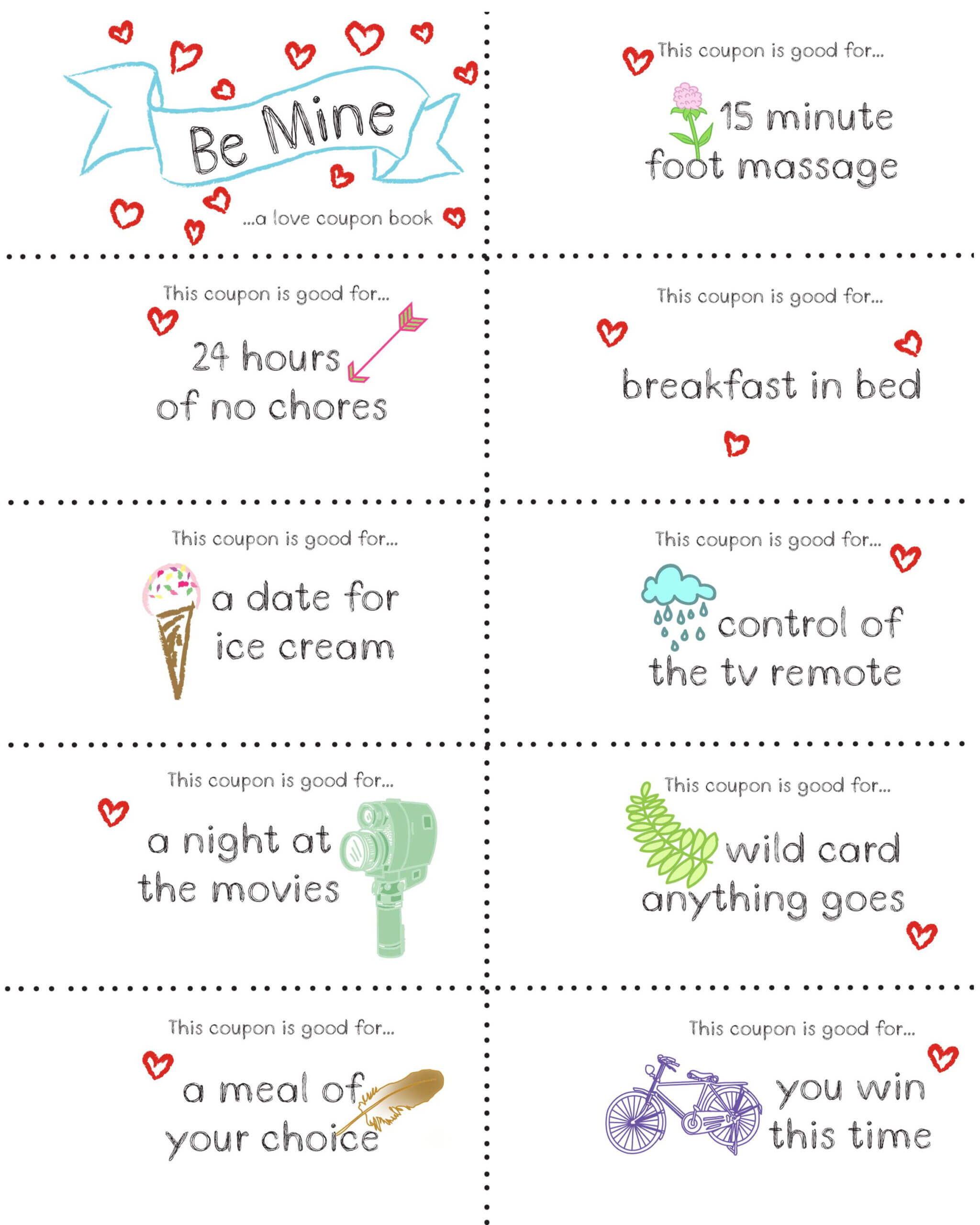 Last Minute Valentine Free Coupon Book Printable | Coupons For Coupon Book Template Word