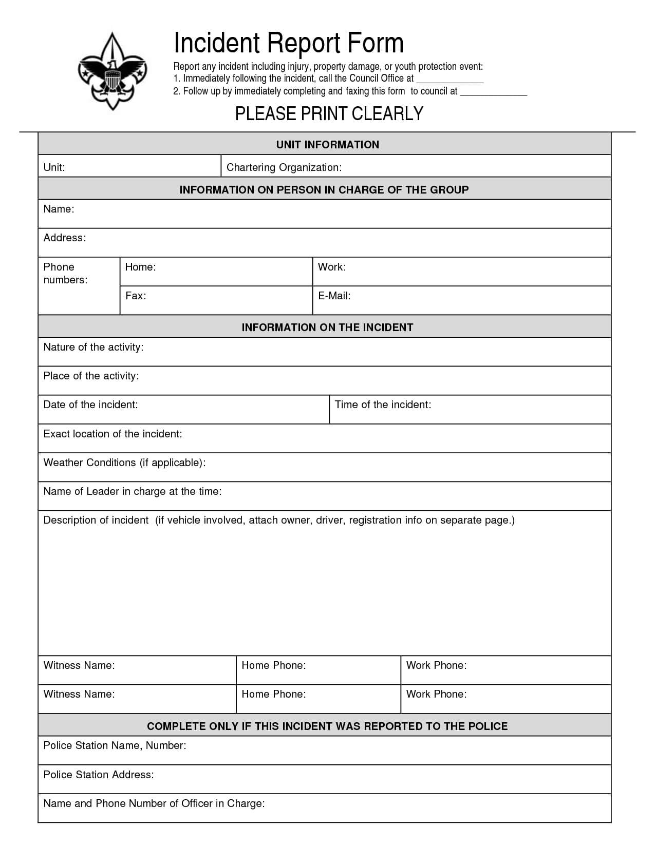 Law Enforcement Incident Report Form – Ironi.celikdemirsan With Regard To Vehicle Accident Report Form Template