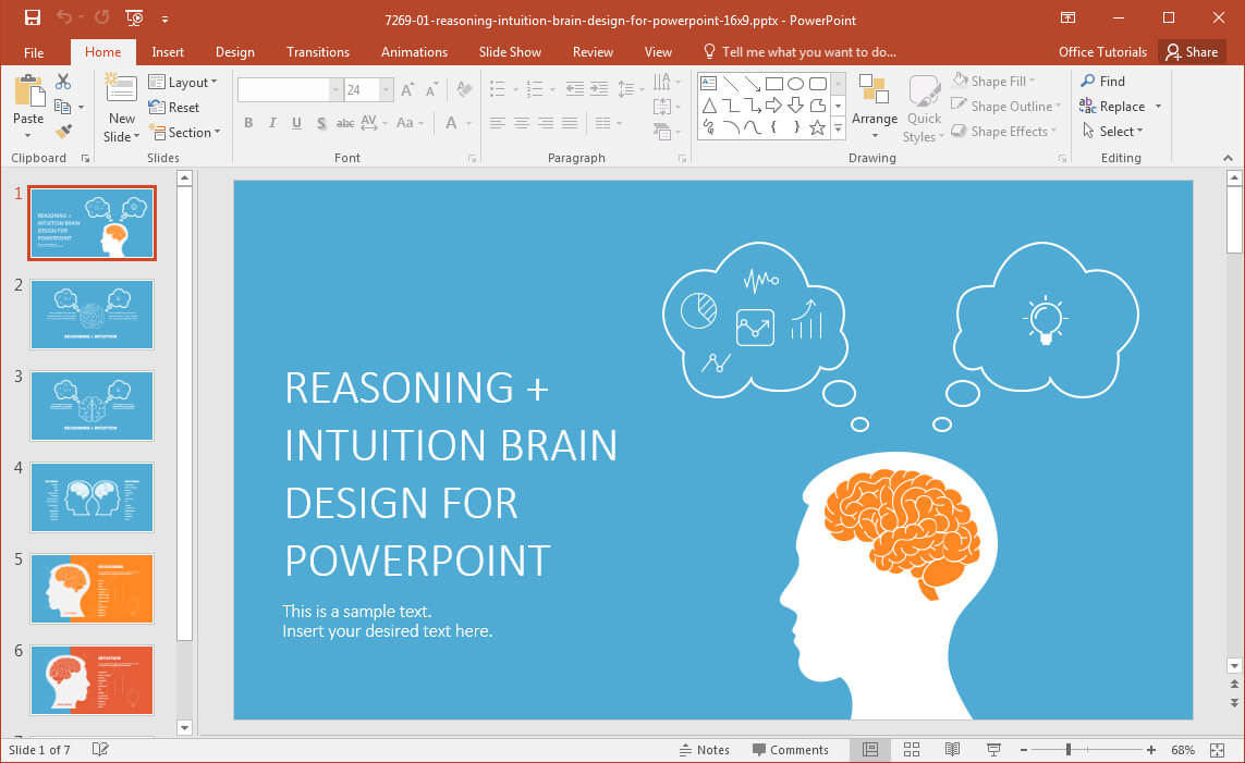 Left Brain Vs Right Brain Powerpoint Template Regarding What Is A Template In Powerpoint