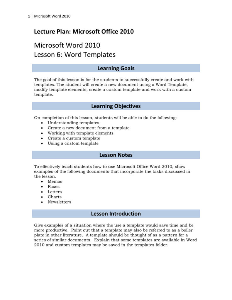 Lesson 6: Word Templates Throughout How To Use Templates In Word 2010