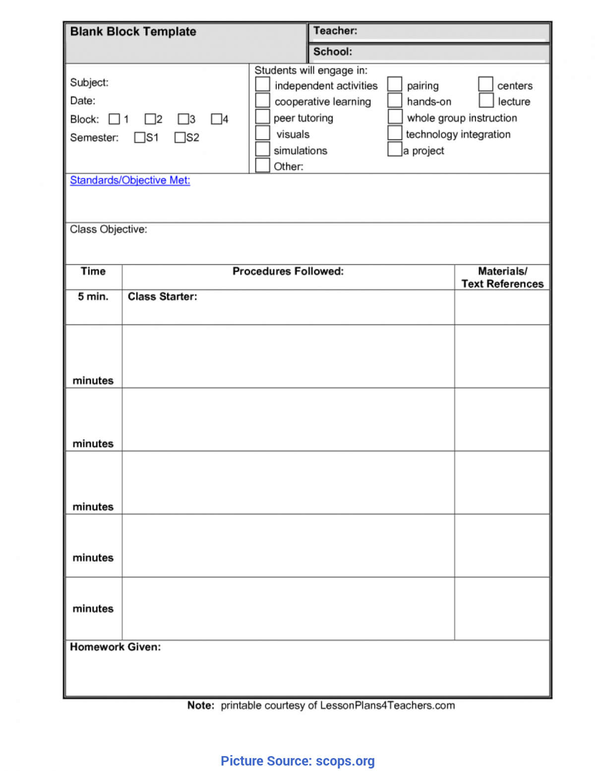 Lesson Plans Blank Template – Common – Ota Tech Intended For Blank Unit Lesson Plan Template