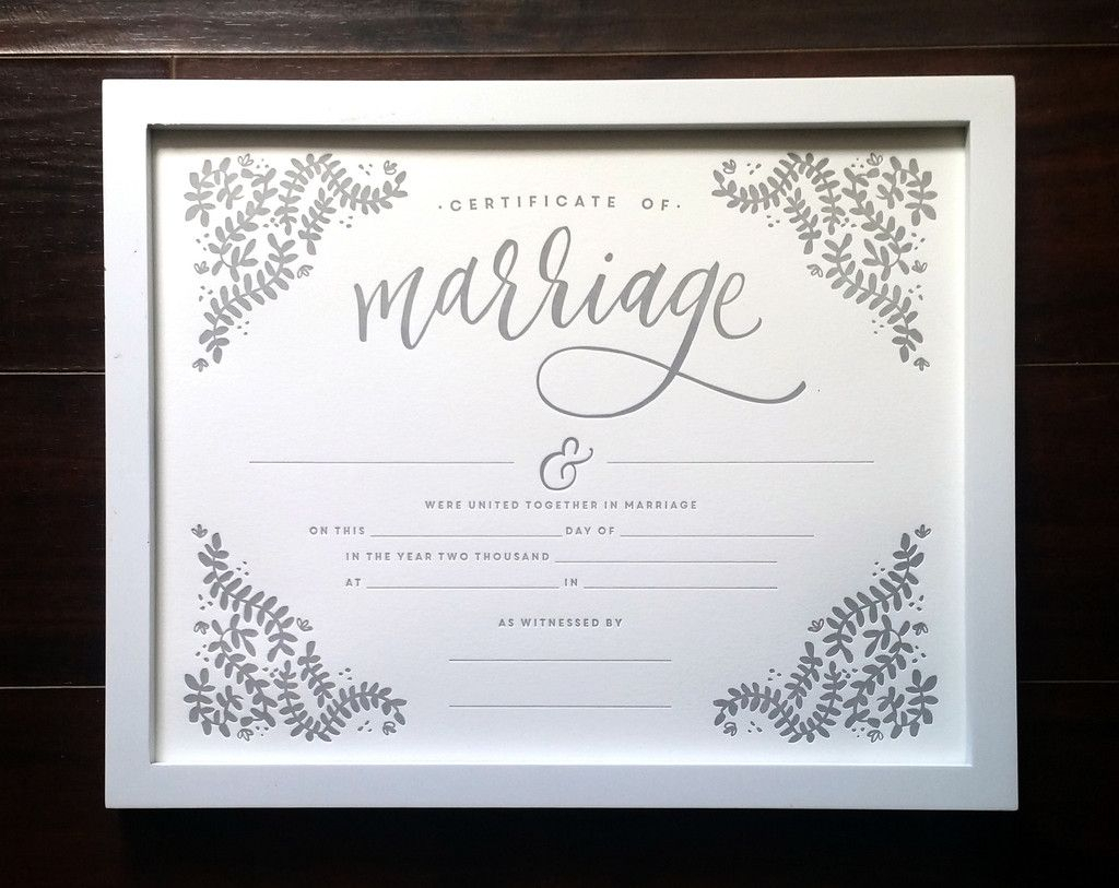Letterpress Marriage Certificate | Wedding Traditions With Regard To Blank Marriage Certificate Template