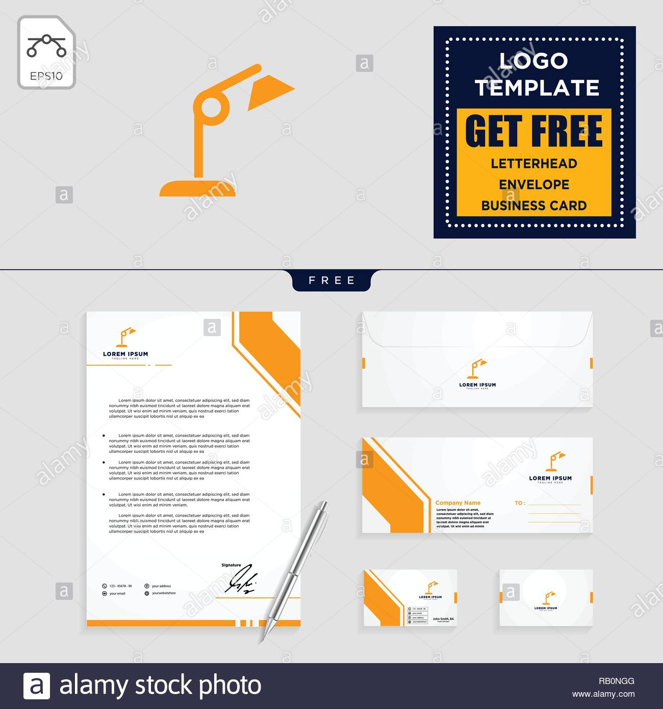 Light Interior Logo Template, Vector Illustration And With Business Card Letterhead Envelope Template