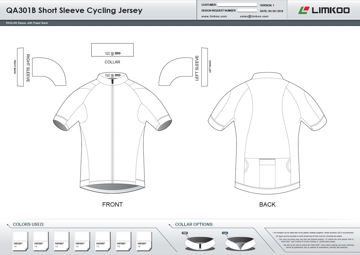 Limkoo Inside Blank Cycling Jersey Template