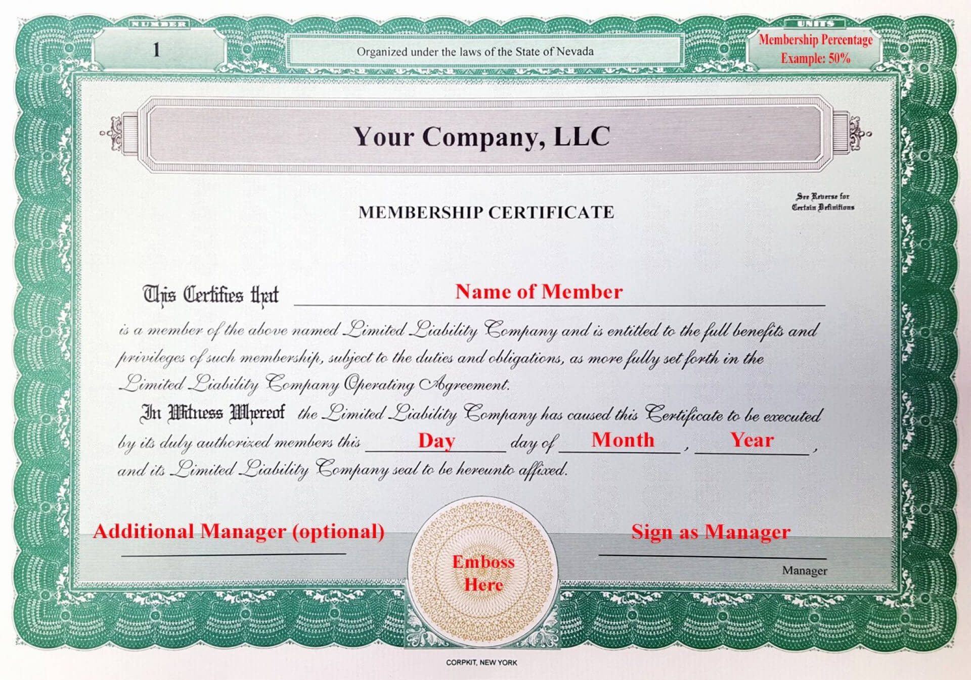 Llc Member Certificate Template – Ironi.celikdemirsan Within Llc Membership Certificate Template