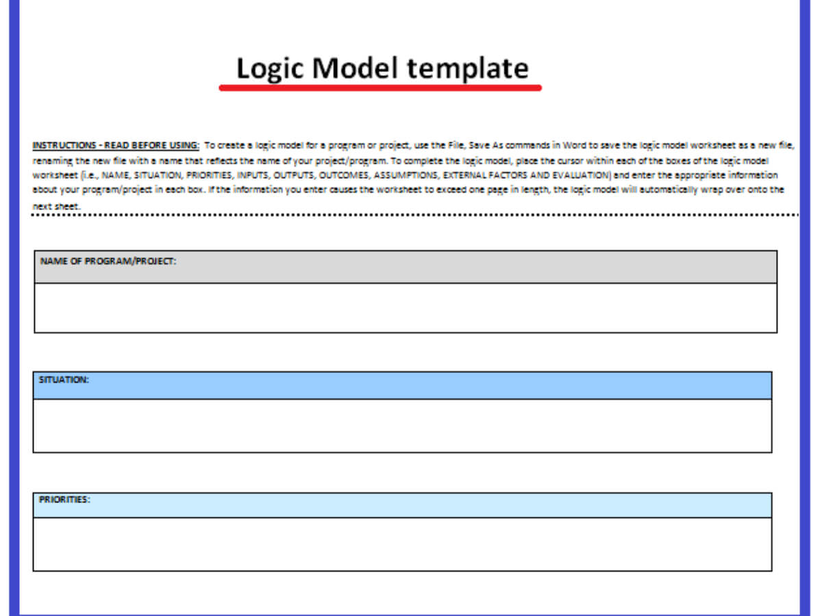 Logic Model Templates | 3+ Free Printable Word, Excel & Pdf Intended For Logic Model Template Microsoft Word