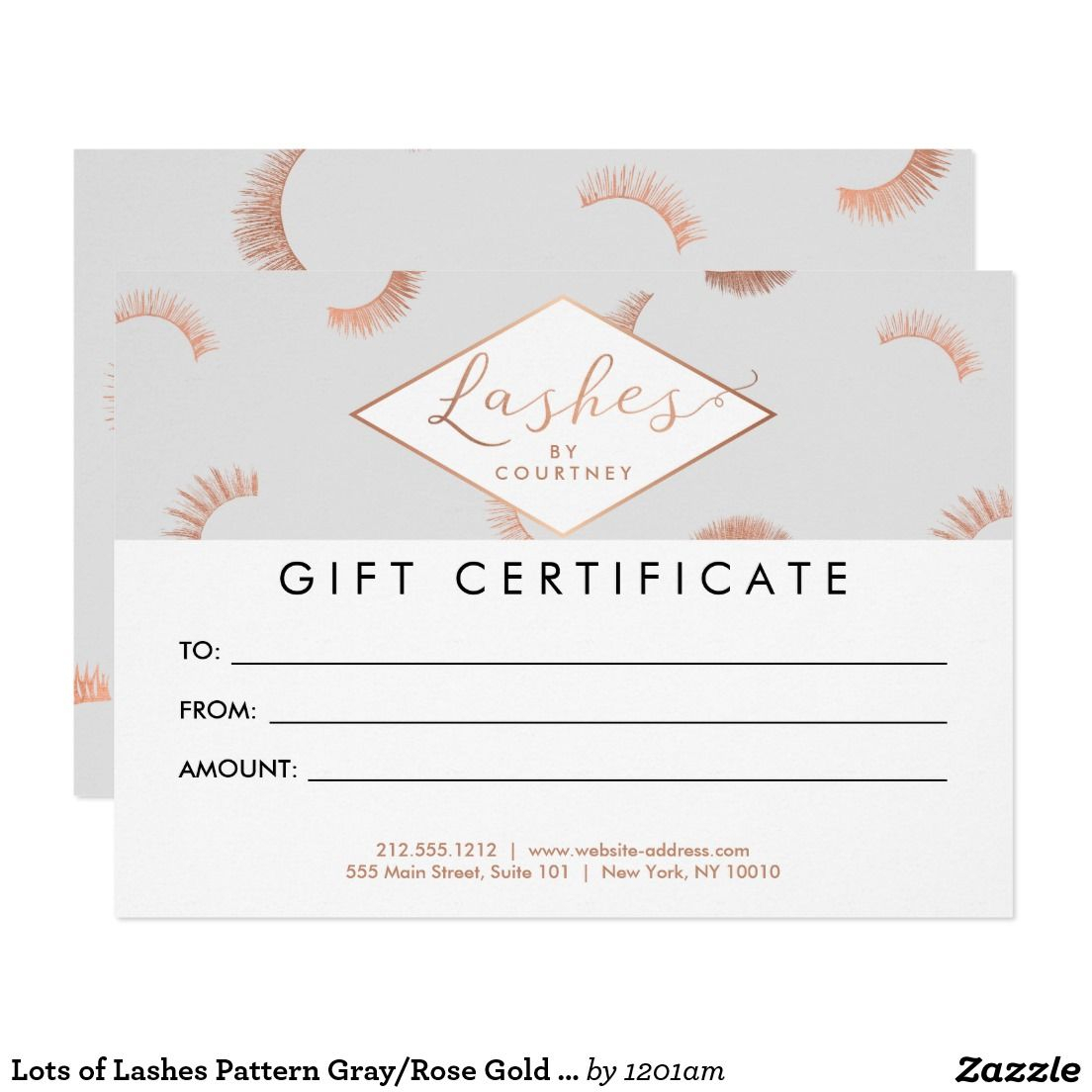 Lots Of Lashes Pattern Gray/rose Gold Gift Card | Zazzle For Indesign Gift Certificate Template
