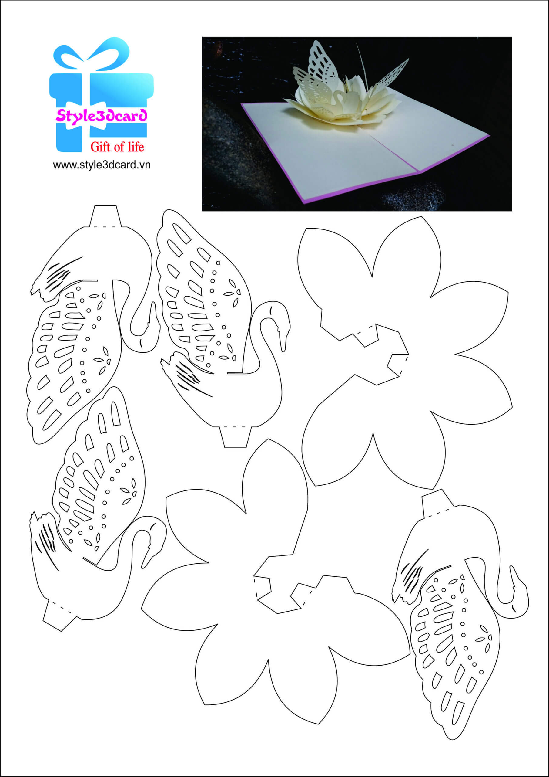 Love Swan 3D Pop Up Card 2 | Pop Up Card Templates, Kirigami In Templates For Pop Up Cards Free