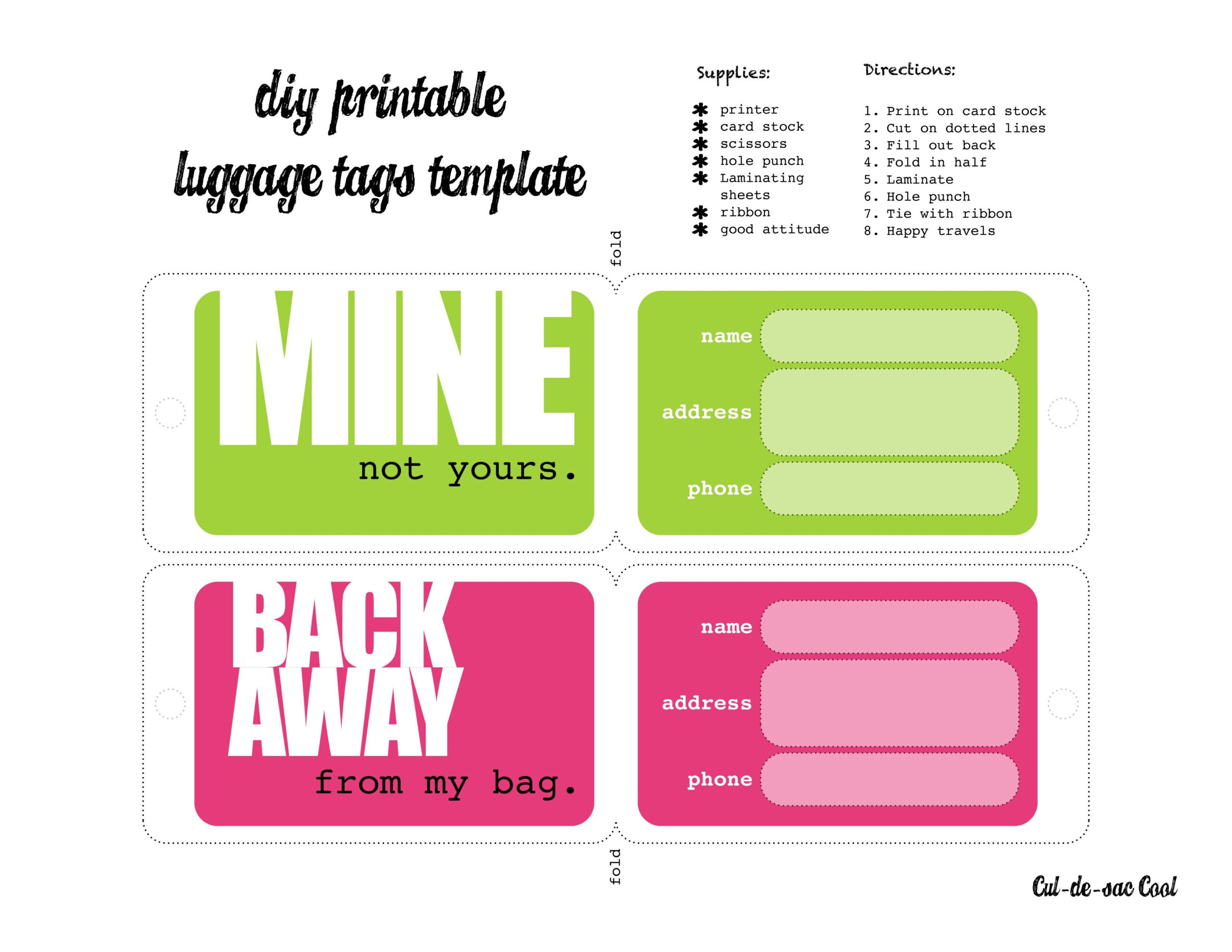Luggage Tags Template | Luggage Tag Template, Label Inside Blank Luggage Tag Template