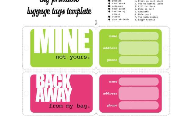 Luggage Tags Template | Luggage Tag Template, Label within Luggage Tag Template Word