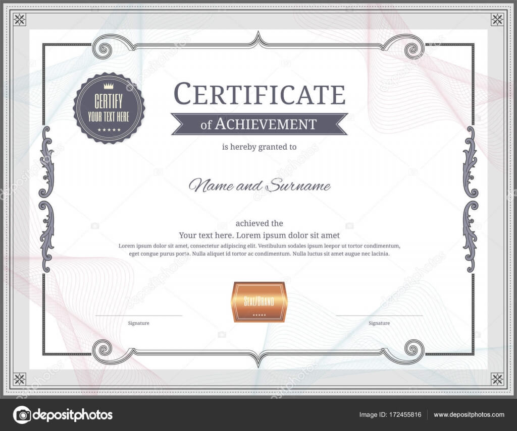 Luxury Certificate Template With Elegant Border Frame With Regard To Commemorative Certificate Template