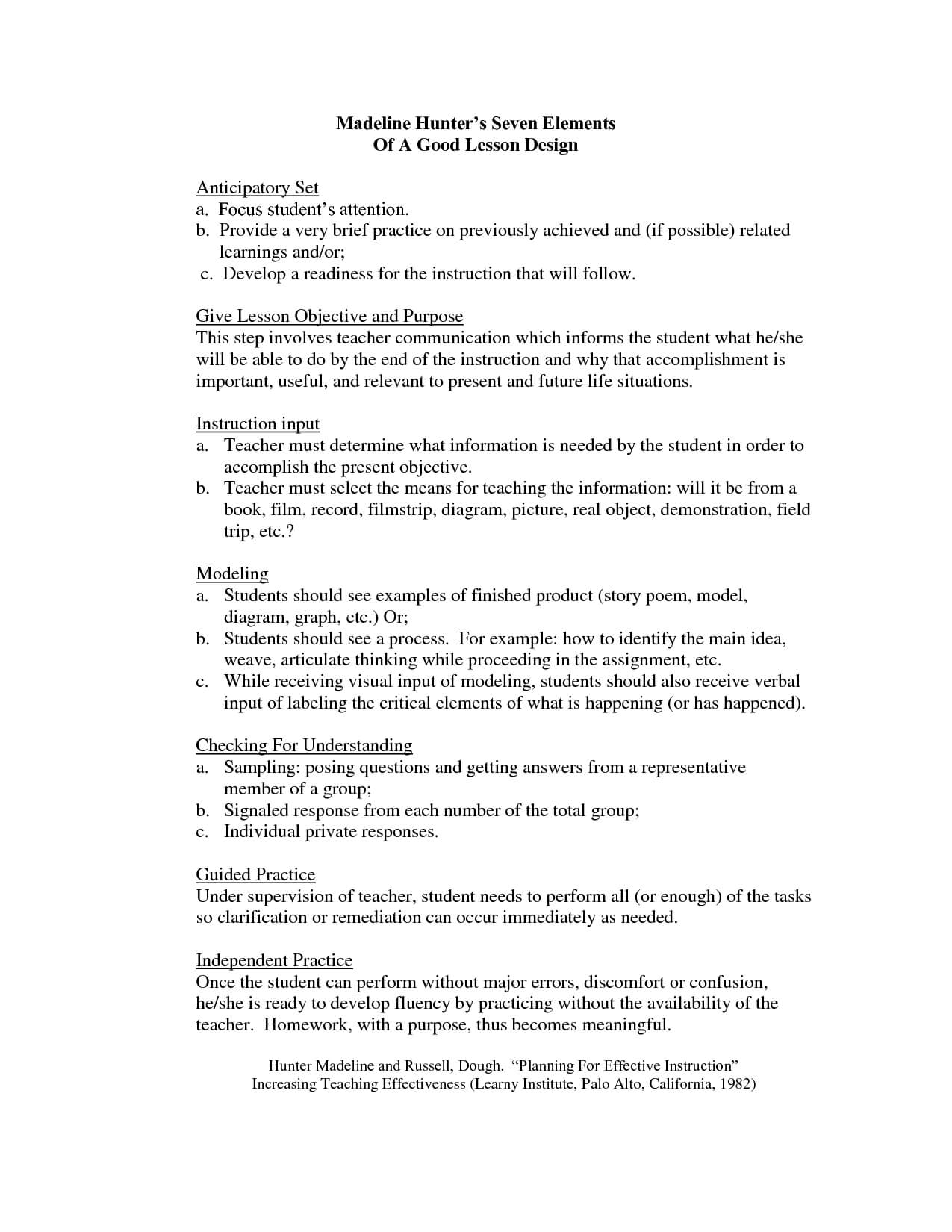 Madeline Hunter Lesson Plan Format Template – Google Search Regarding Madeline Hunter Lesson Plan Blank Template