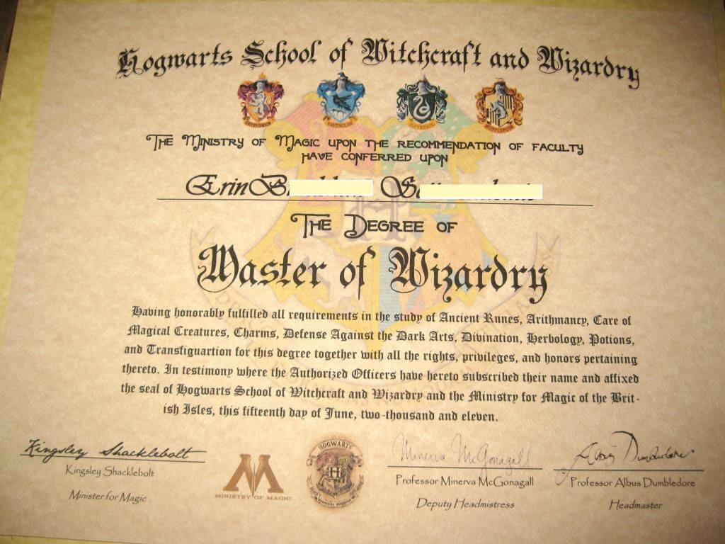 Make Your Own Harry Potter Hogwarts Diploma, Acceptance Regarding Harry Potter Certificate Template