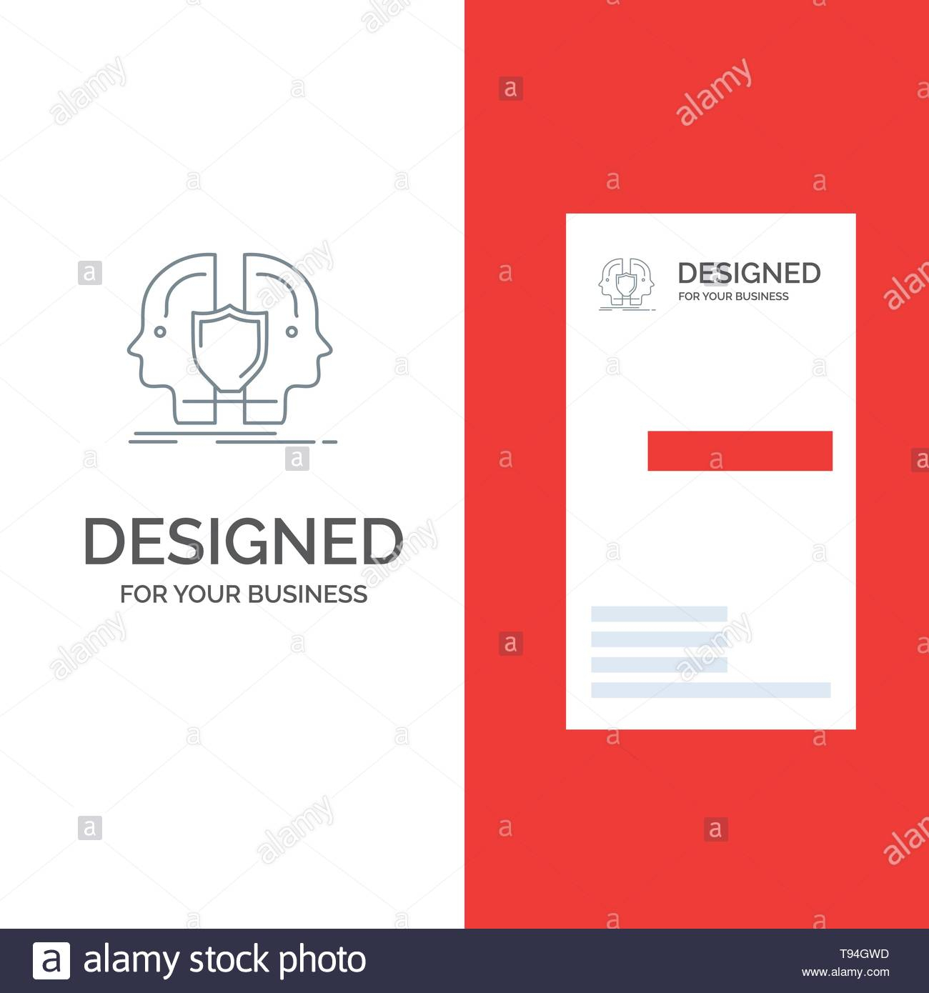 Man, Face, Dual, Identity, Shield Grey Logo Design And Pertaining To Shield Id Card Template