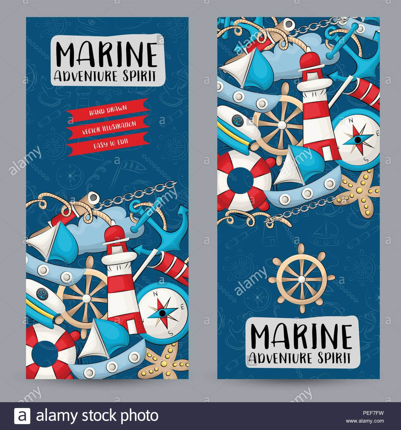 Marine Nautical Travel Concept. Vertical Banner Template Set Regarding Nautical Banner Template