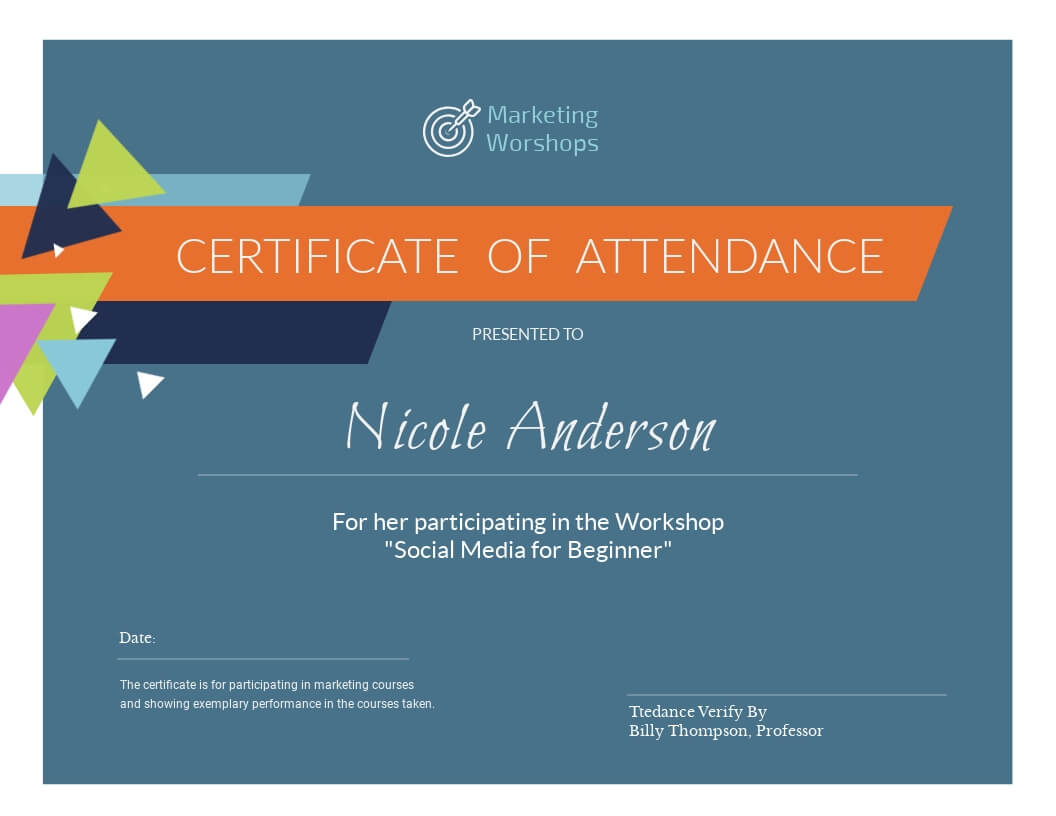 Marketing Workshop – Certificate Template – Visme In Workshop Certificate Template