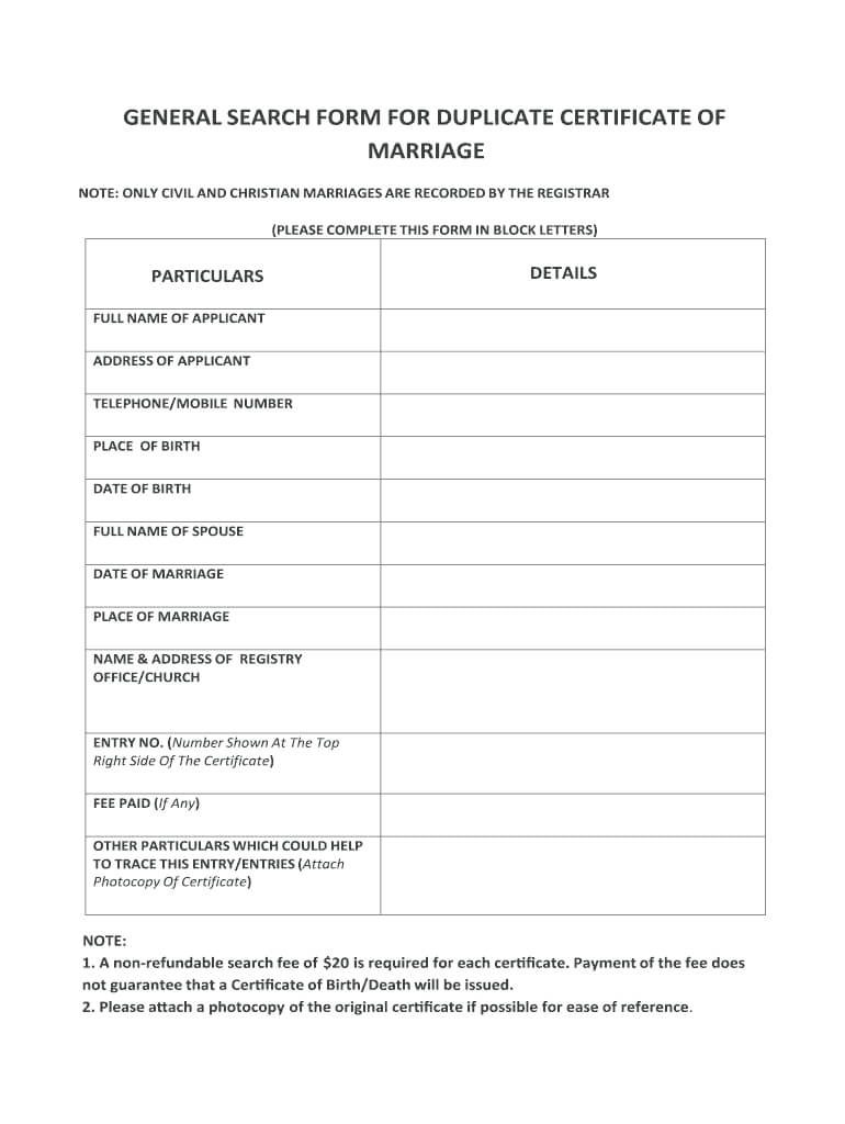 Marriage Certificate Kenya – Fill Online, Printable Intended For Certificate Of Disposal Template