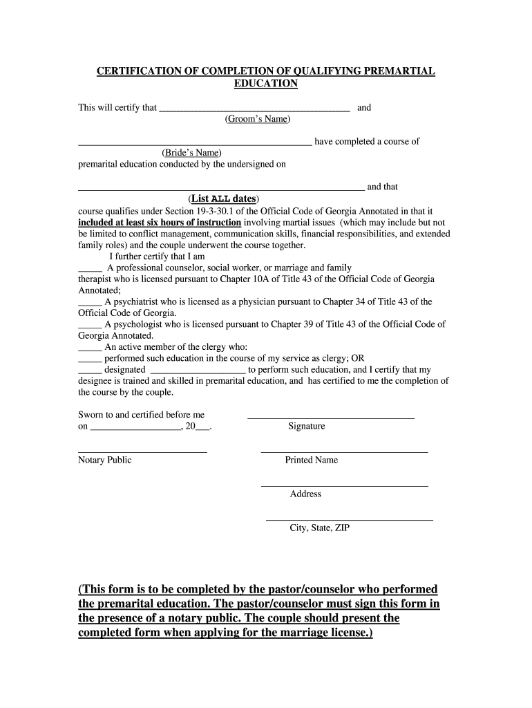 Marriage Counseling Certificate Template – Fill Online In Premarital Counseling Certificate Of Completion Template