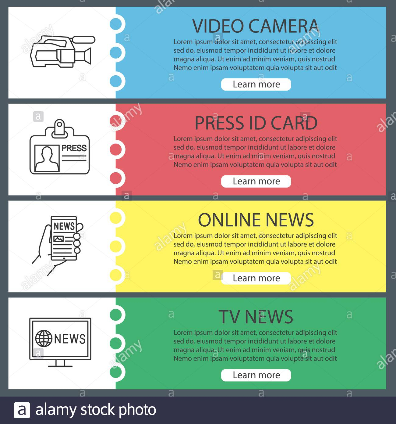 Mass Media Web Banner Templates Set. Video Camera, Press Id Regarding Media Id Card Templates