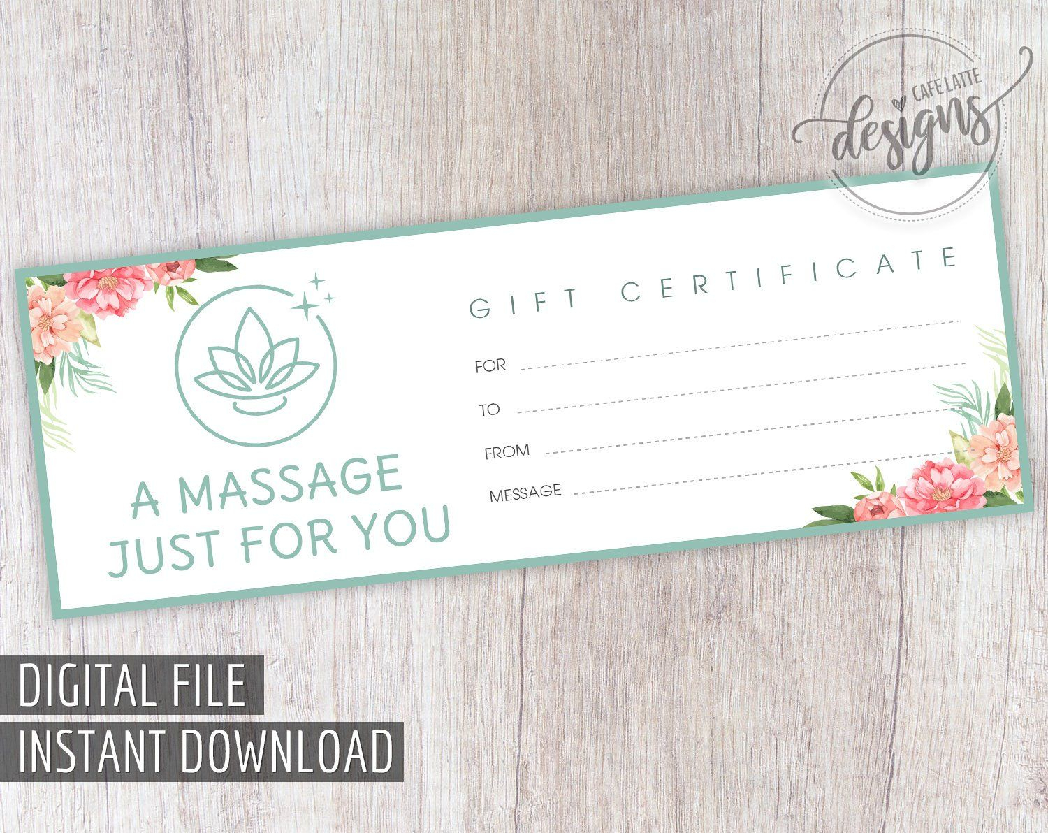 Massage Gift Certificate, Easter Gift Certificate Printable With Regard To Spa Day Gift Certificate Template