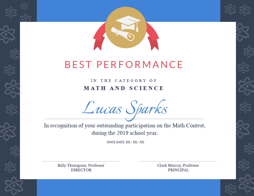 Math Contest – Certificate Template – Visme With Regard To Certificate Templates For School