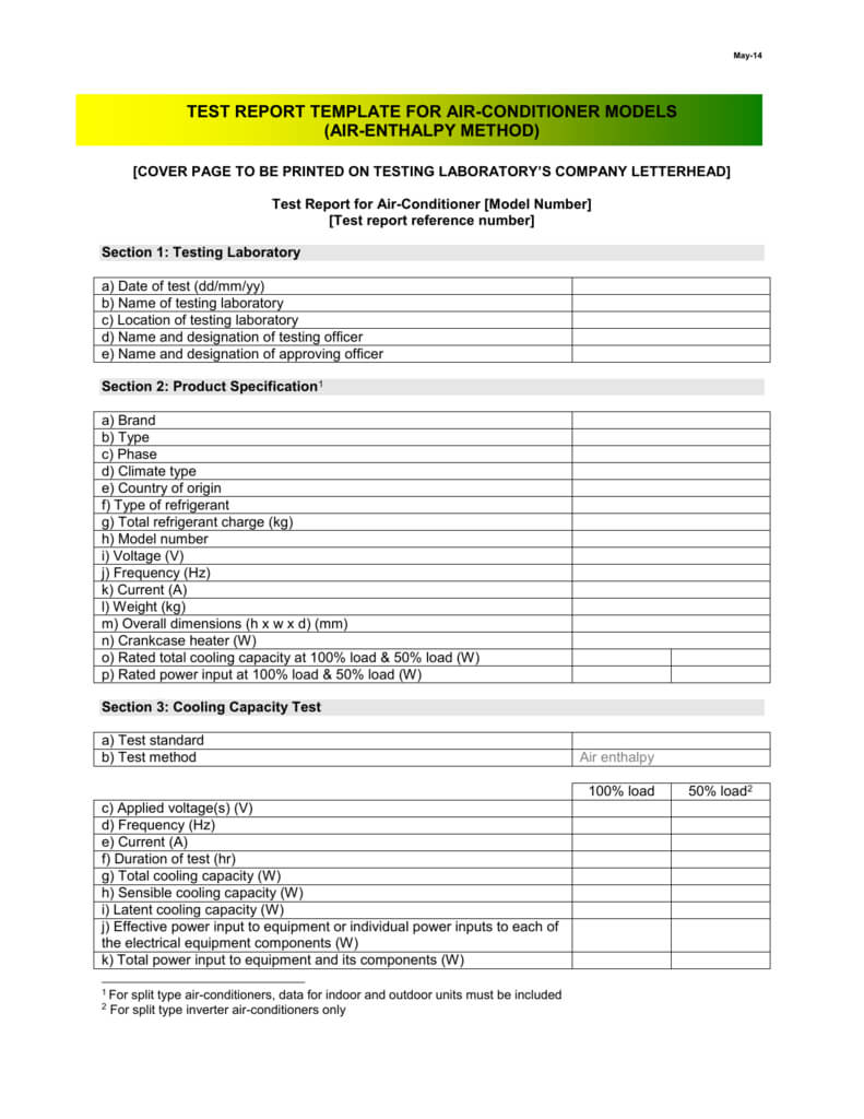 May 14 Test Report Template For Air Regarding Test Result Report Template