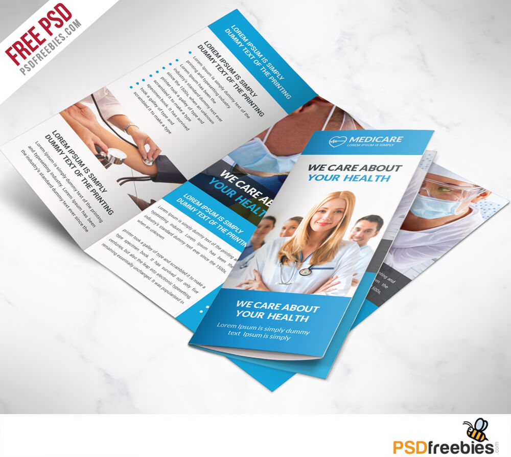 Medical Care And Hospital Trifold Brochure Template Free Psd Intended For Adobe Illustrator Tri Fold Brochure Template