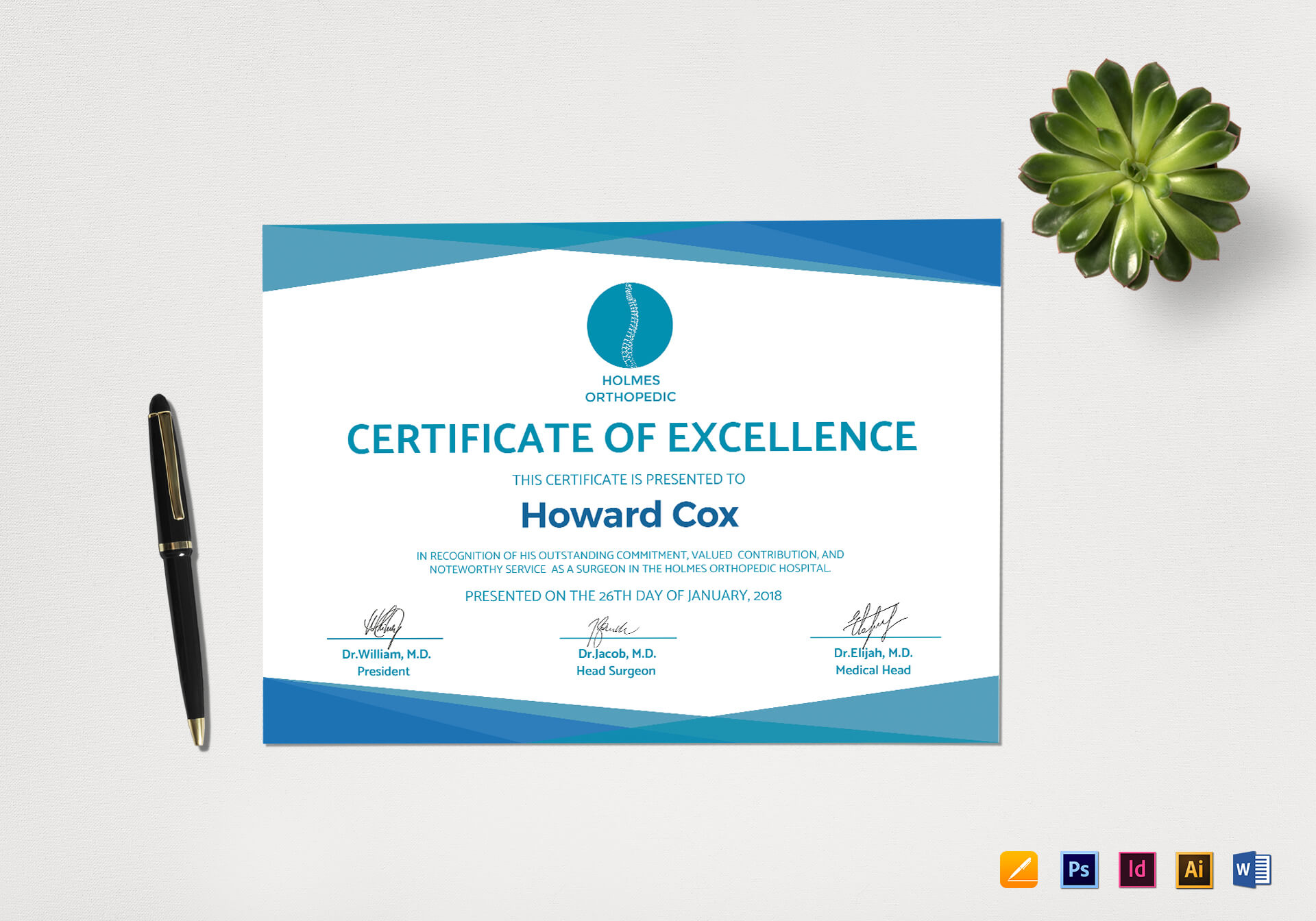 Medical Excellence Certificate Template Within Indesign Certificate Template