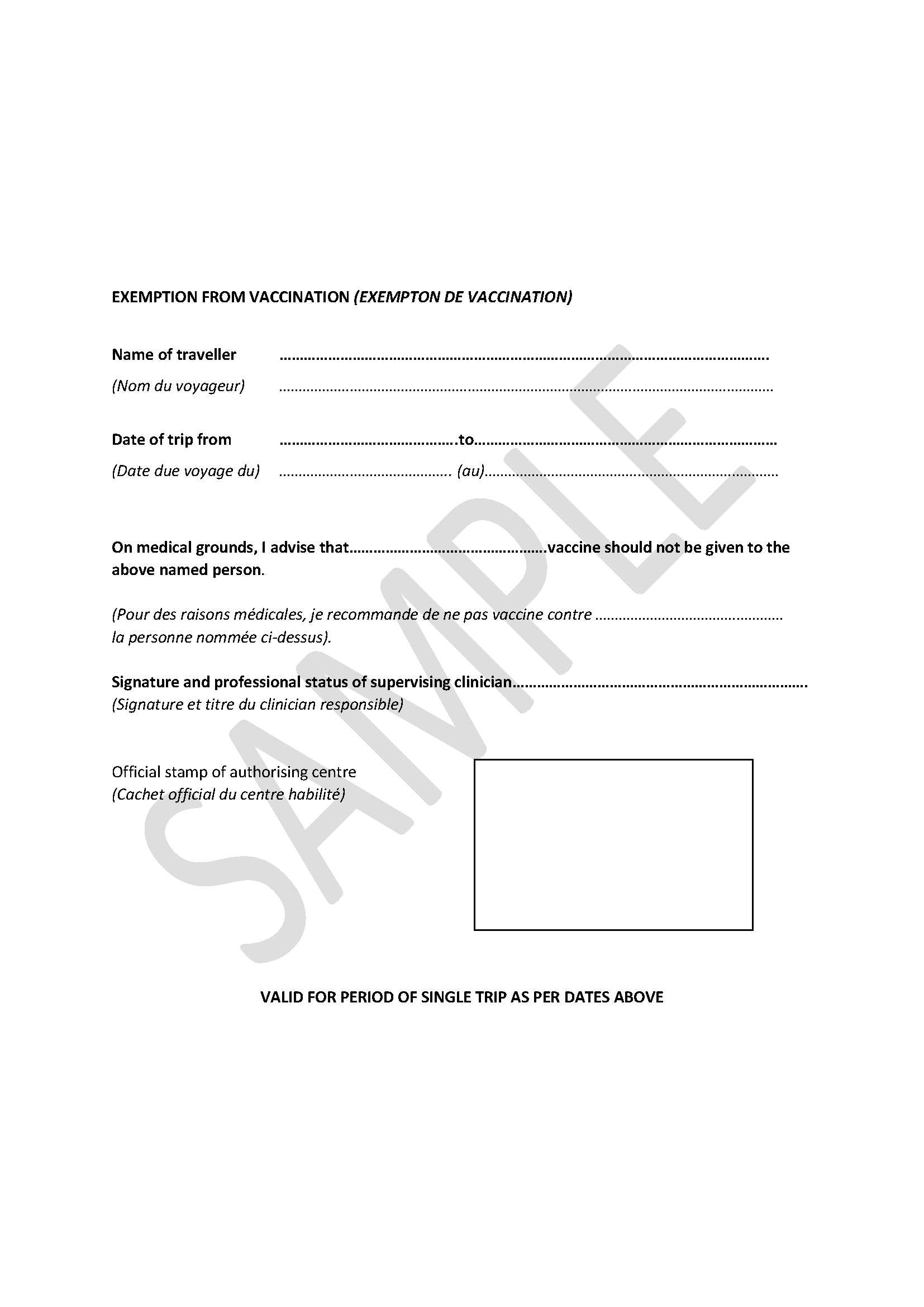 Medical Letter Of Exemption Yellow Fever Zone Intended For Certificate Of Vaccination Template