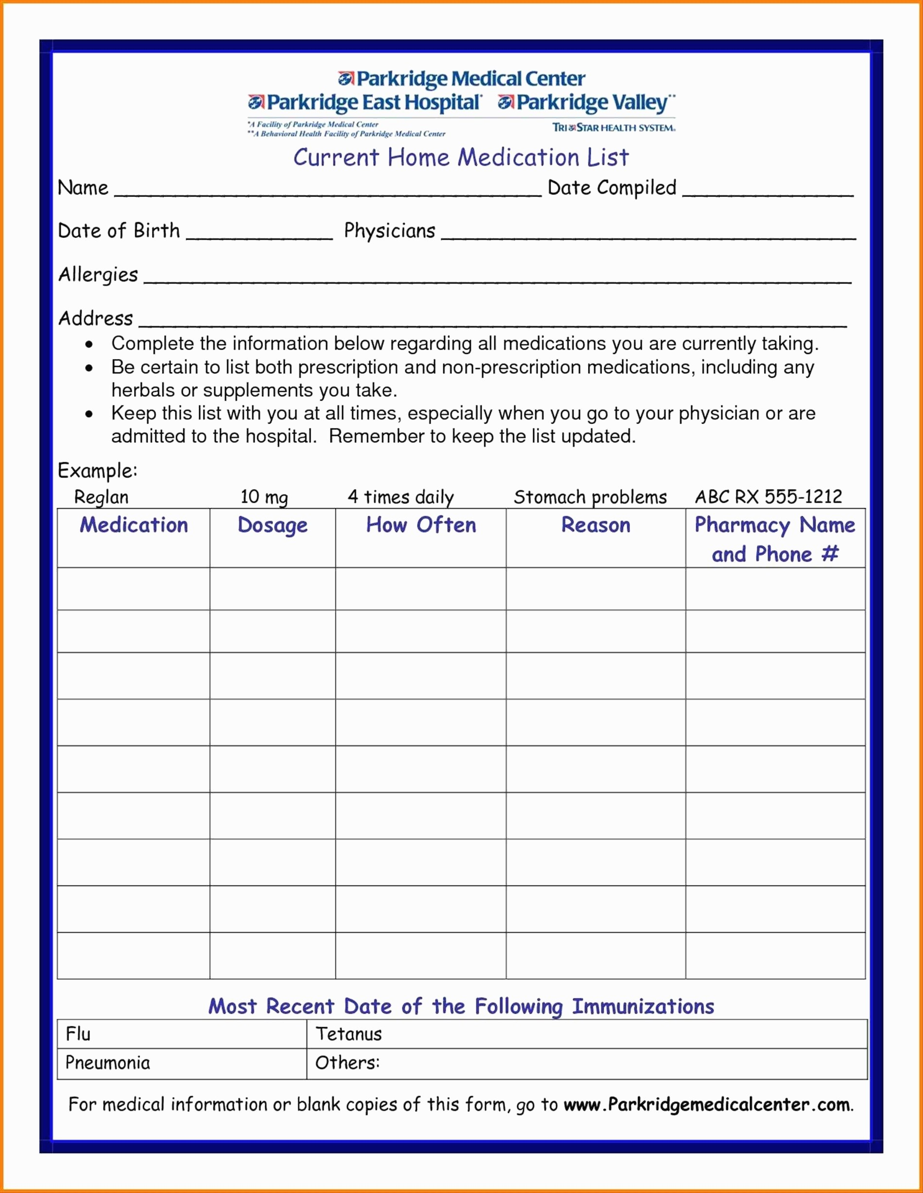 Medication List Form Template – Zimer.bwong.co Intended For Blank Prescription Form Template
